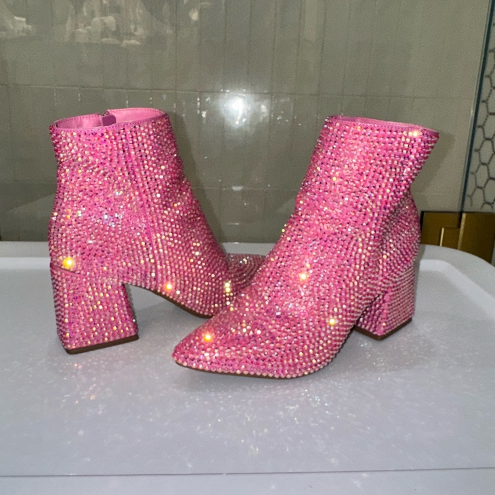 Pink Rhinestone Booties